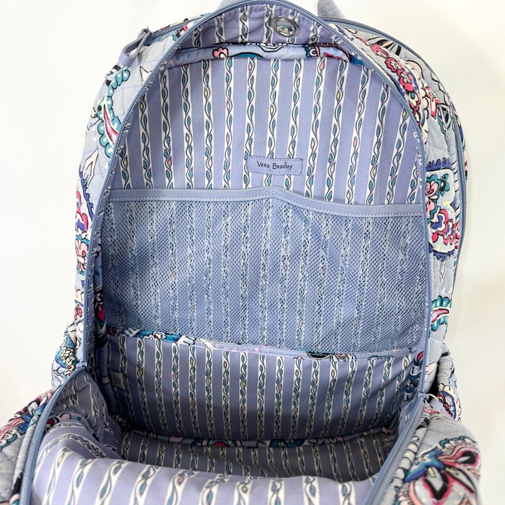 Vera Bradley Iconic Campus Backpack Makani Paisley Blue Quilted Cotton Student - Picture 10 of 10